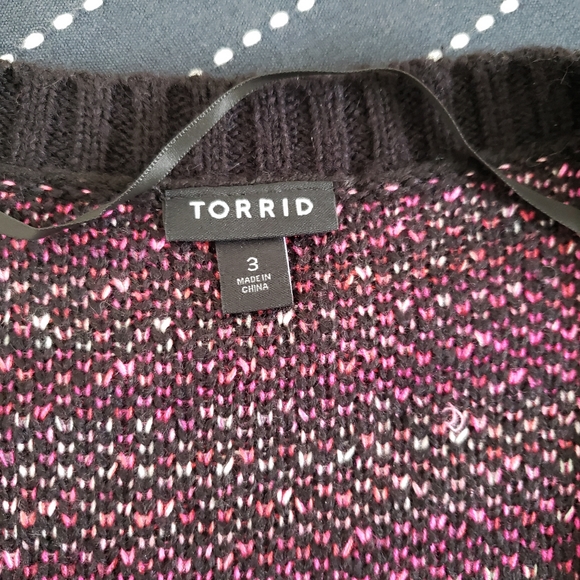 Torrid Cardigan Drop Shoulder V Neck Button Front Sweater Hearts Size 3X - Picture 6 of 8